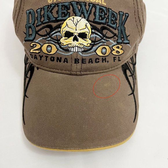 Daytona Beach FL Bike Week Skull Graphic Baseball Cap Hat 2008 - One Size - Picture 2 of 6